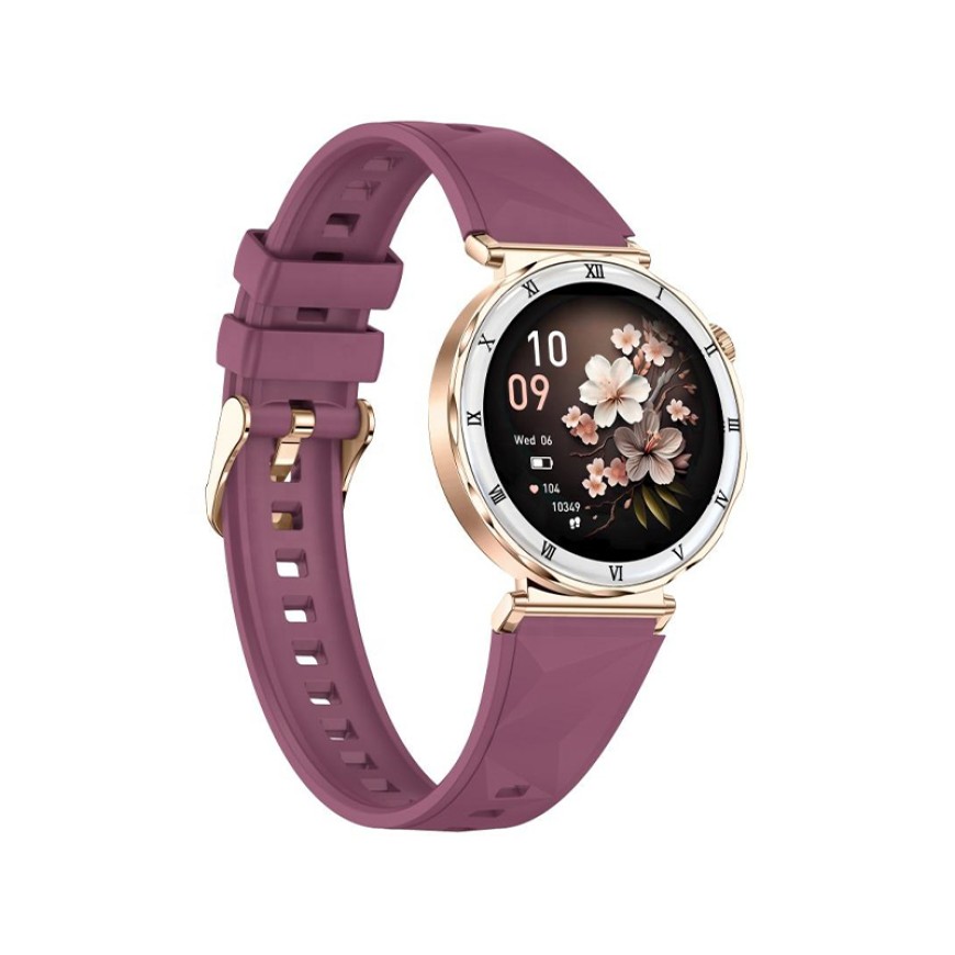 Gold Smart Watch with Purple Strap Round Women's Waterproof Android Smart Watch Gold Smart Watch with Purple Strap Round Women's Waterproof Android Smart Watch