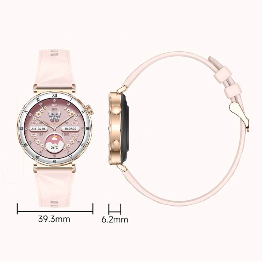 Gold Smart Watch with Purple Strap Round Women's Waterproof Android Smart Watch Gold Smart Watch with Purple Strap Round Women's Waterproof Android Smart Watch